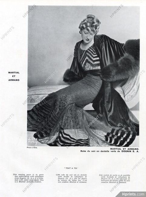 Martial et Armand 1934 Evening Gown, Dognin, Madame D'Ora