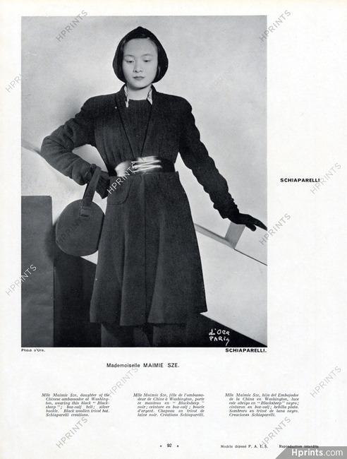 Schiaparelli 1934 Miss Maimie SZE, Photo Madame D'Ora