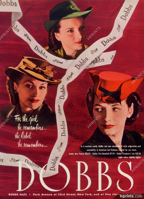 Dobbs 1943 Fashion photography (hats)