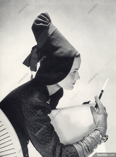 John Frederics (Hat & long Gloves) 1941 "Bonnet Cloche" Cigarette Holder, Horst