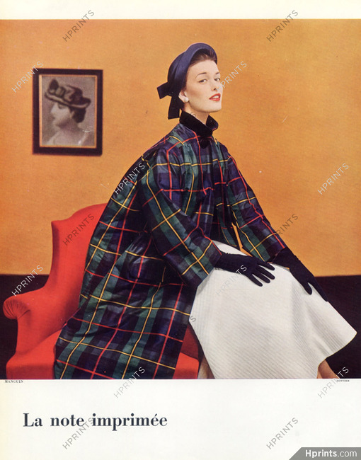 Lucile Manguin 1952 Manteau écossais, Ducharne, Photo Pottier