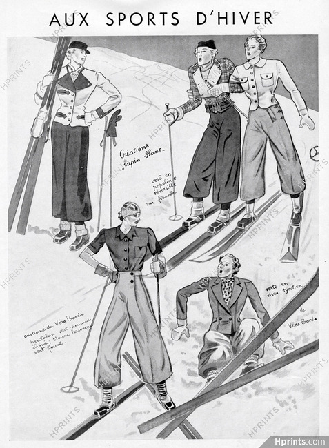Véra Boréa (Couture) 1935 Ski Clothing, Cartoon