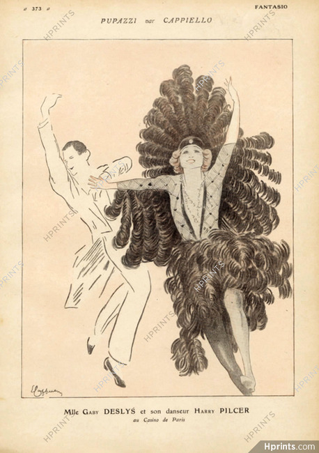 Leonetto Cappiello 1918 Gaby Deslys & Harry Pilcer, Casino de Paris, Feathers Costume