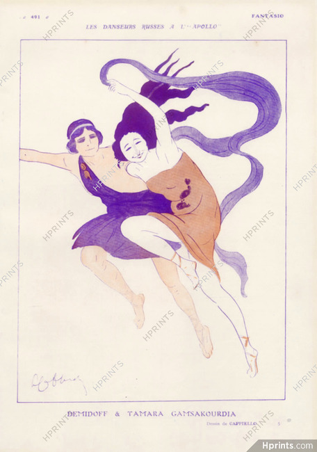 Cappiello 1919 Demidoff & Tamara Gamsakourdia Russian Dancers at Apollo