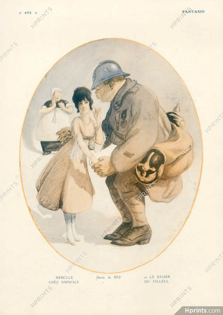 Reb 1916 Hercule chez Omphale "Le Baiser du Filleul" Female correspondant of soldier at the front