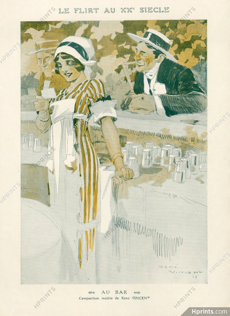 René Vincent 1911 ''Au Bar'' Le Flirt au XXe siècle, Barman