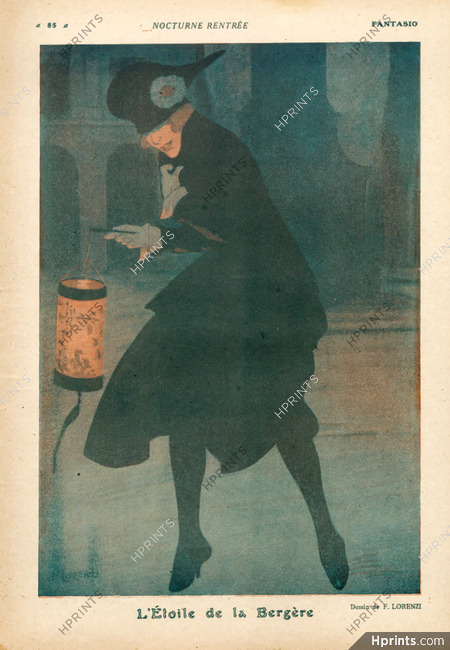 Rentrée Nocturne, 1917 - L'Étoile de la Bergère, Night Return With Lantern, Lorenzi