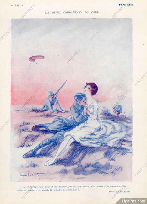 Louis Icart 1916 "Les Petits Communiqués du Coeur" Lovers