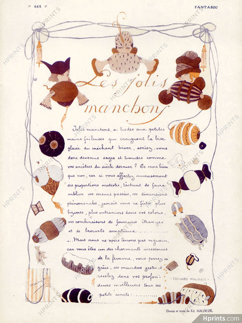Les jolis manchons, 1916 - Muffs, Text by Edouard Halouze