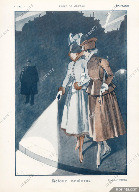 Paris de Guerre — Retour Nocturne, 1916 - Fabiano Elegant Parisienne