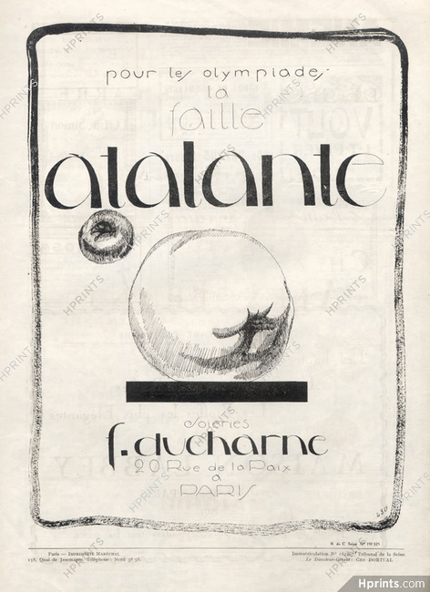 Ducharne 1923 "Pour les Olympiades" "atalante"