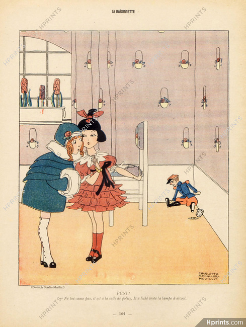 Charlotte Schaller-Mouillot 1916 Punished, Girls, Soldier Toy, Puppet