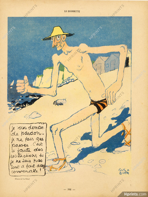 Gus Bofa 1918 Running on the Beach