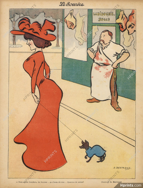 Albert Bertrand 1901 Elegant, Dog, Butcher