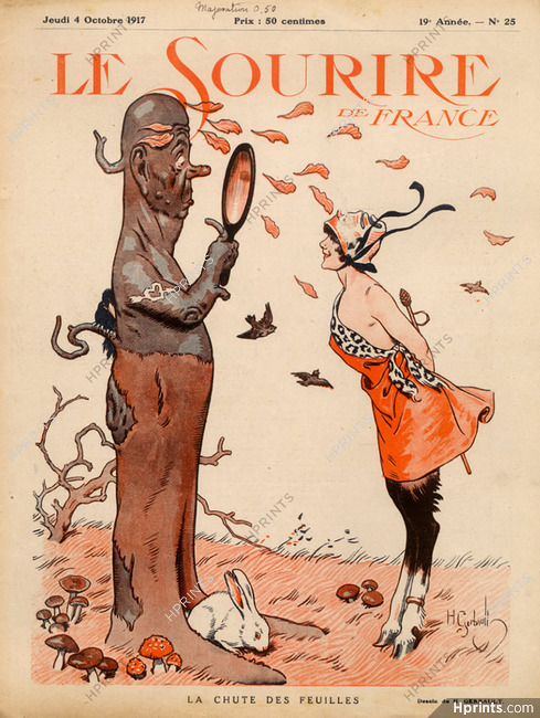 Henry Gerbault 1917 la Chute des Feuilles, Faun, Girl, Autumn