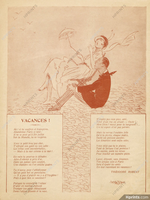 Vacances, 1919 - André Pécoud Beach, Text by Théodore Robert