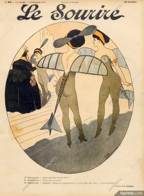 Georges Léonnec 1909 Chorus Girl, Airplane Costume