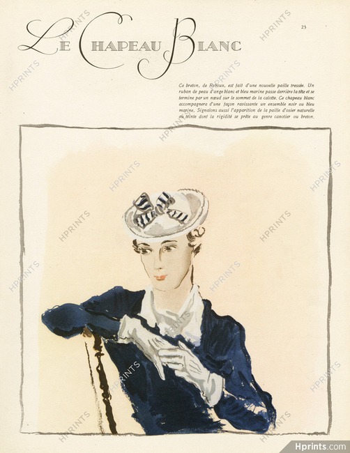 Caroline Reboux 1935 Le Chapeau Blanc, Karsavina (M.K.S)