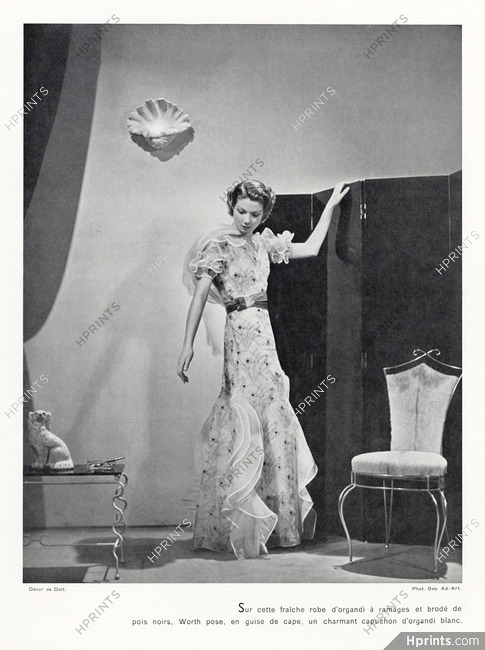 Worth 1936 ''Décor de Dolt'' Evening Gown, Fashion Photography