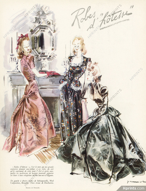 Schiaparelli, Mad Carpentier, Bruyère 1942 "Robes d'Hotesse" Jacques Demachy, Ducharne