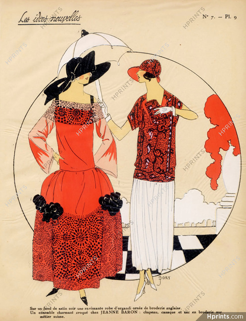 Jeanne Baron 1923 ''Les Idées Nouvelles de la Mode'' Fashion Art Deco Pochoir ''Tres Parisien''