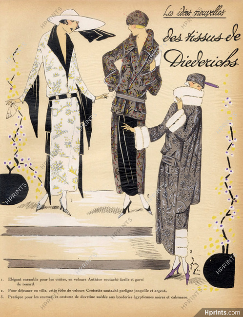 Diederichs (Fabric) 1923 ''Les Idées Nouvelles de la Mode'' Fashion Art Deco Pochoir ''Tres Parisien''
