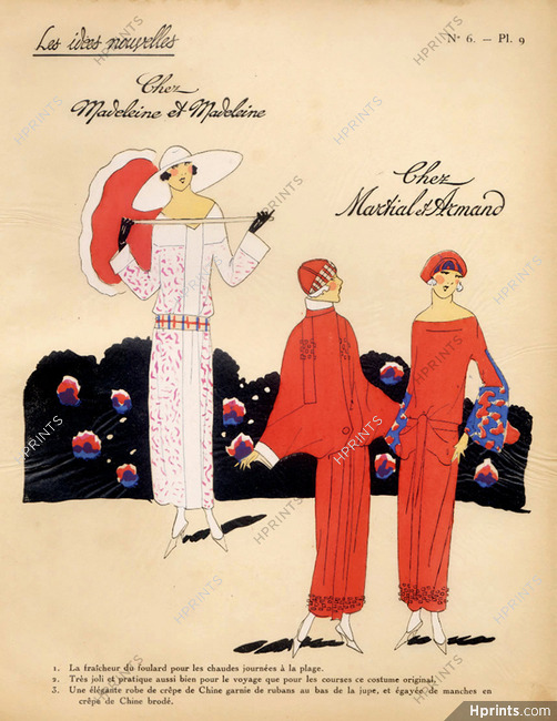 MARTIAL & ARMAND & MADELEINE & MADELEINE 1923 ''Les Idées Nouvelles de la Mode'' Fashion Art Deco Pochoir ''Tres Parisien"