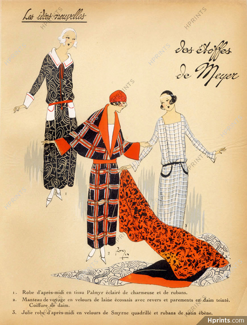 E. MEYER & Cie 1923 ''Les Idées Nouvelles de la Mode'' Fashion Art Deco Pochoir "Tres Parisien"