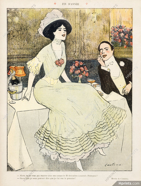 Juan Cardona 1908 "On Danse" Elegant Parisienne, Restaurant Dancing