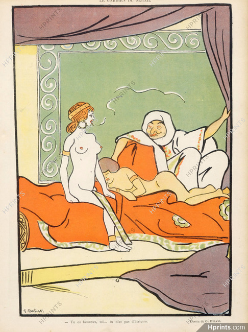 Georges Delaw 1904 "Le Gardien du Sérail" Nudes, Harem, Eunuch