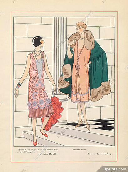 Lucien Lelong 1926 AGB (Art Goût Beauté), Doeuillet, evening gowns, pochoir