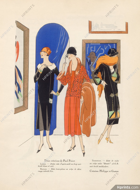 Paul Poiret (Couture) 1925 AGB (Art Goût Beauté), Philippe et Gaston, pochoir