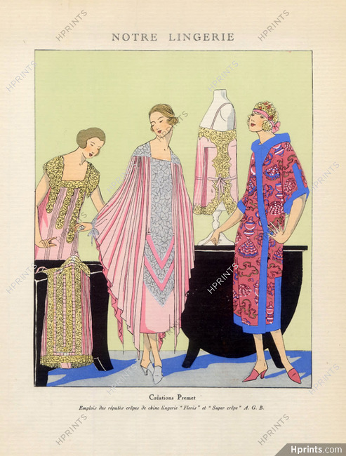 Premet (Couture) 1925 AGB (Art Goût Beauté), Lingerie, pochoir