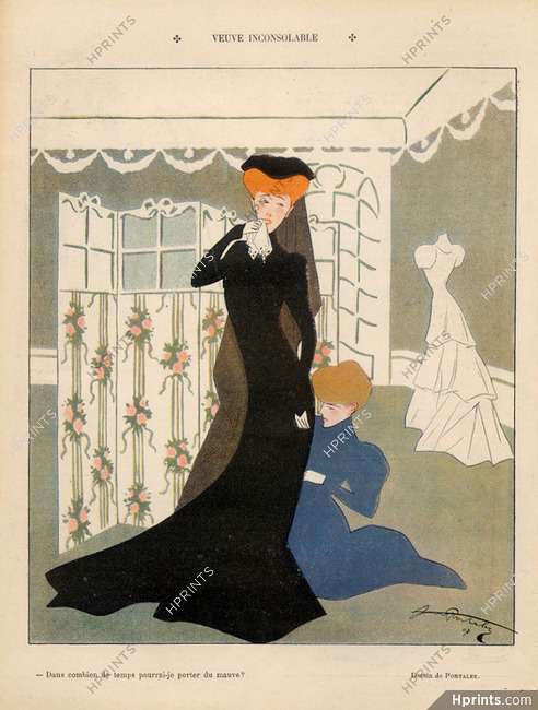 Portalez 1907 "Veuve inconsolable", Fitting, Mourning dress, Widow