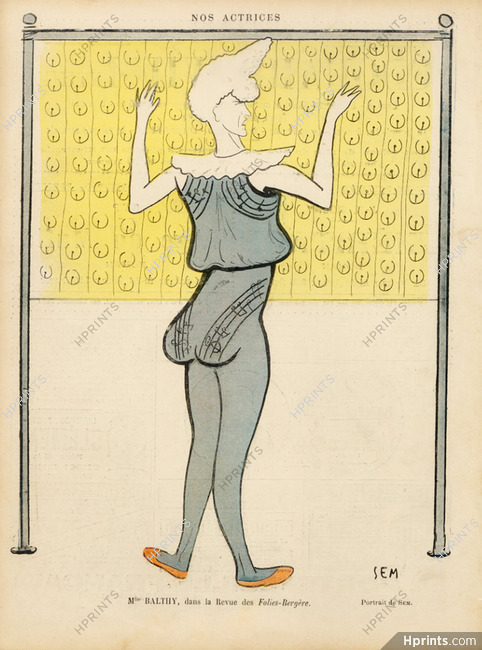 SEM 1902 Miss Balthy, Caricature, Revue Folies-Bergère