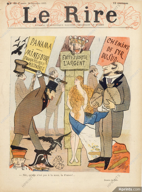 Gyp (Sibylle Riqueti de Mirabeau) 1895 "My enemy is the Finance World", Marianne, anti-Semitic, satirical illustration