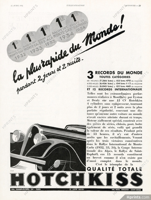Hotchkiss 1934 Rallye Monte-Carlo