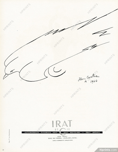 Irat & Cie (Automobiles) 1946 Jean Cocteau, Bird