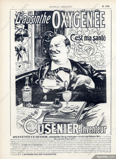 Cusenier 1902 "L'Absinthe Oxygénée c'est ma santé"