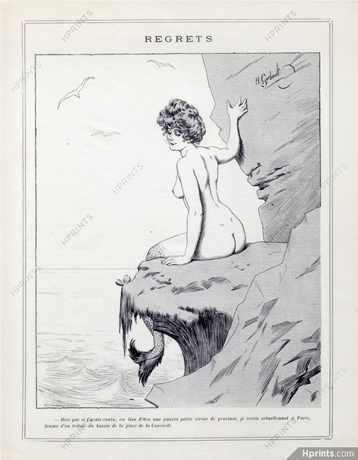 Henry Gerbault 1900 "Sirène de Province", Mermaid, Regrets