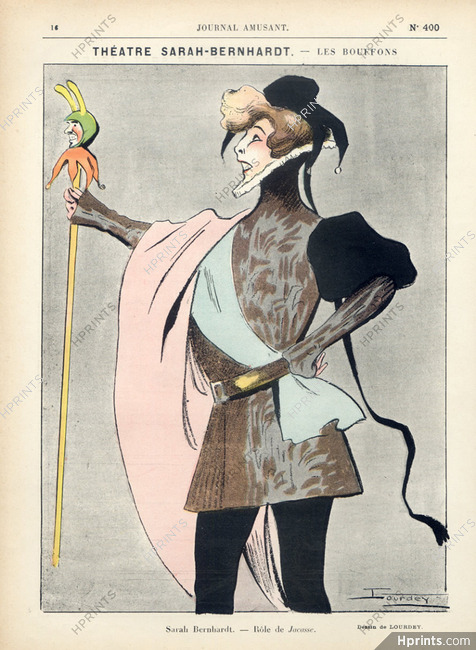 Lourdey 1907 Sarah Bernhardt "Les Bouffons" Jacasse, costume de théâtre