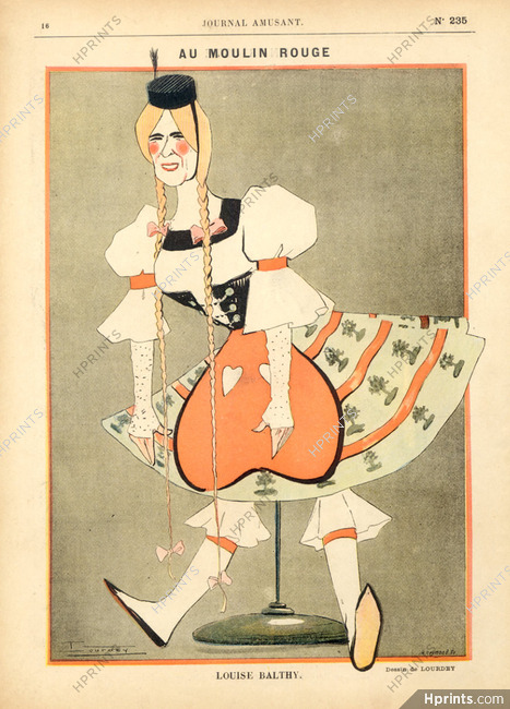 Lourdey 1904 Louise Balthy, "Au Moulin Rouge" Caricature