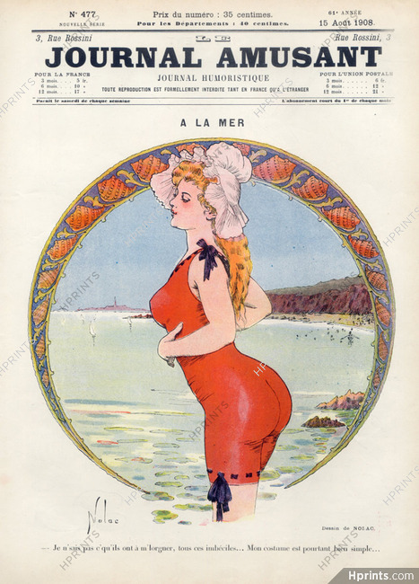 Nolac 1908 "A la Mer" Bathing beauty, Beach