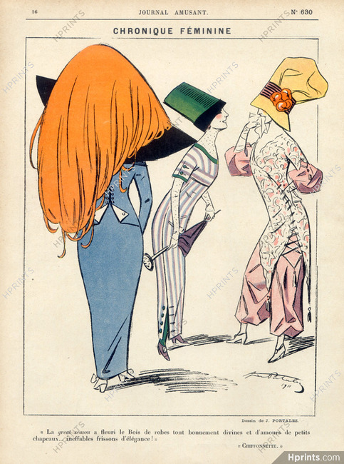 Portalez 1911 "Great Season" at the Bois de Boulogne, Millinery, Fashion Illustration