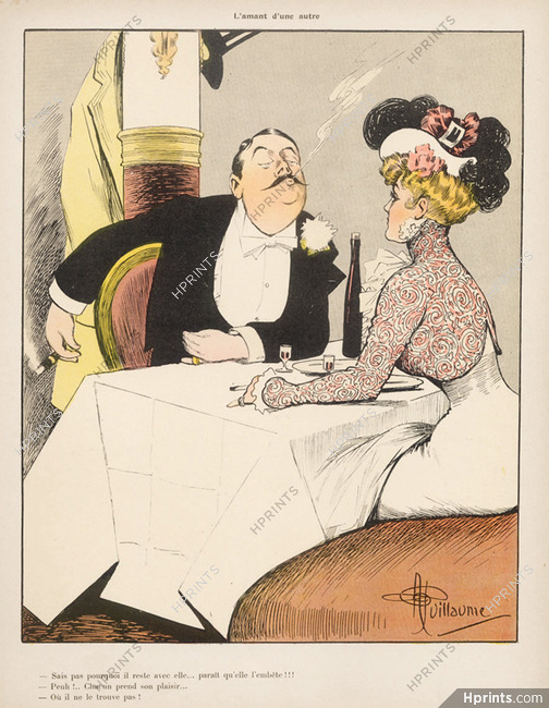 Albert Guillaume 1902 Au Restaurant, Elegants
