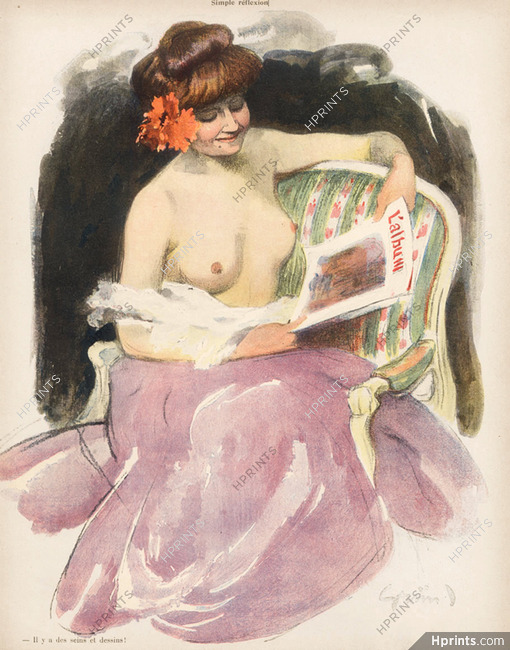 Jules Alexandre Grün 1902 sexy looking girl, topless