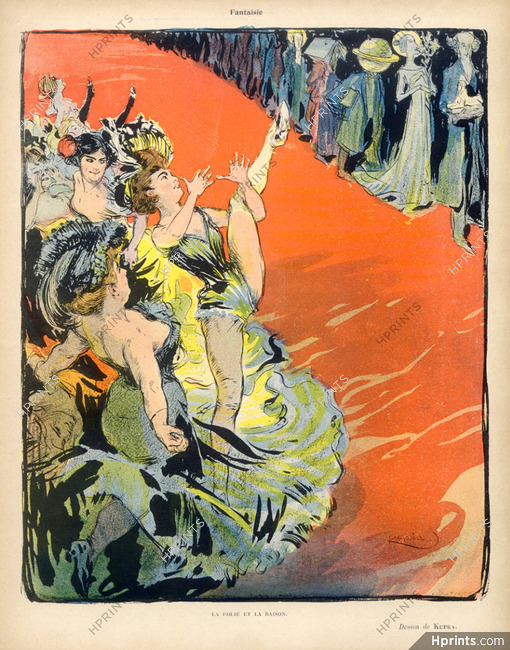 Kupka 1902 La folie et la raison... Cancan, dancers, Chorus Girl