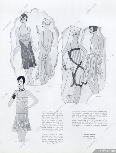 Chéruit, Maggy Rouff, Worth, Madeleine Vionnet 1929 Lingeries, Nightgown