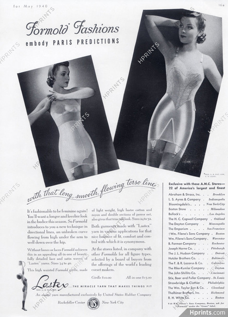 Filés Lastex (Lingerie) 1940 Formold Fashions, girdle