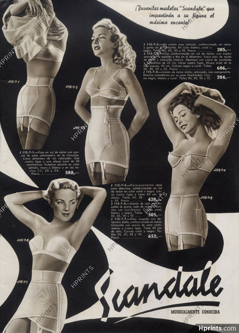 Scandale (Lingerie) 1956 girdle, bra — Advertisement